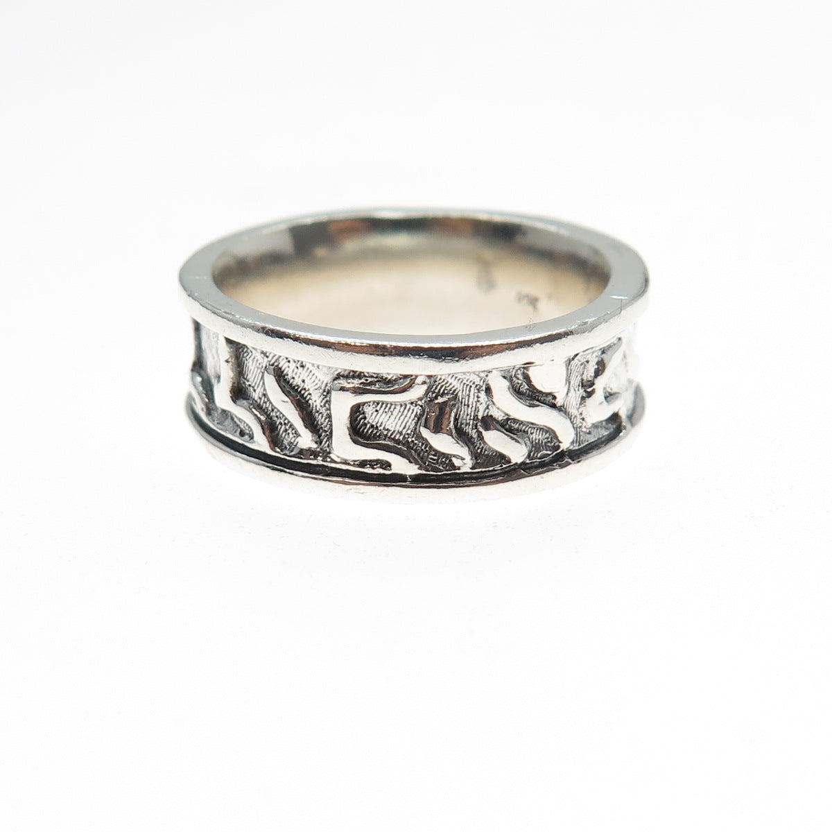 925 Sterling Silver Vintage Song of Solomon Judaica Band Ring Size 8.25