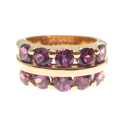 M.R.F. RESOURCES LTD. 925 Sterling Silver Gold Plated Real Amethyst Ring Size 6