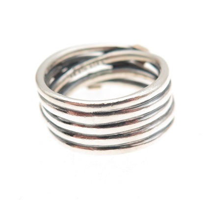 Pandora 925 Sterling Silver & Gold Accent Rope Crisscross Ring Size 7