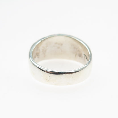 925 Sterling Silver Vintage Mexico Real Tiger Eye Modernist Ring Size 7