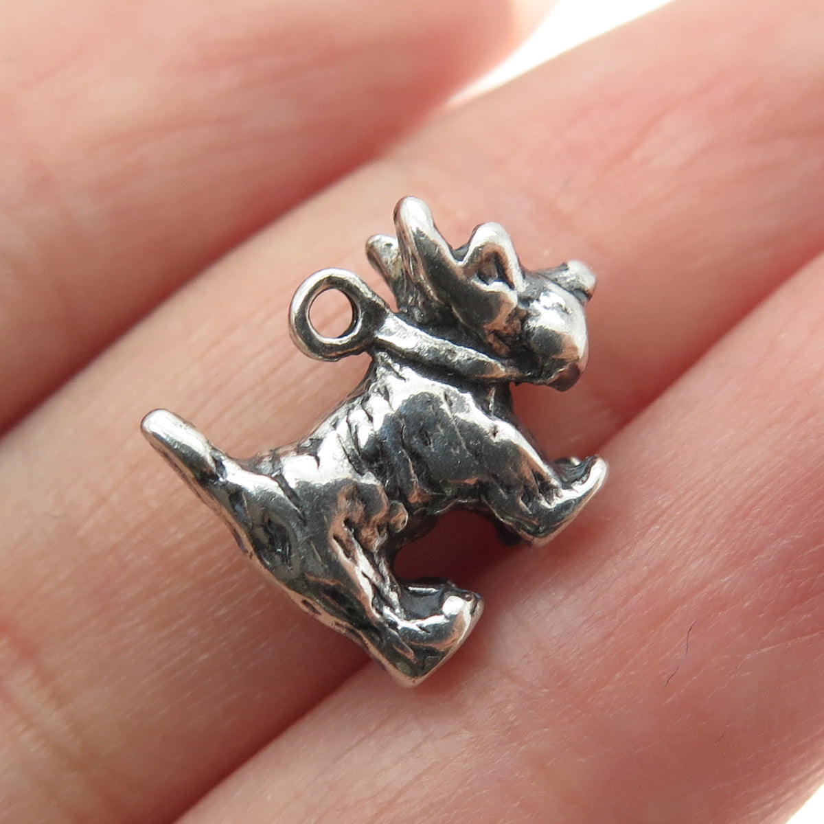 925 Sterling Silver Vintage Scottish Terrier Dog Minimalist Charm Pendant