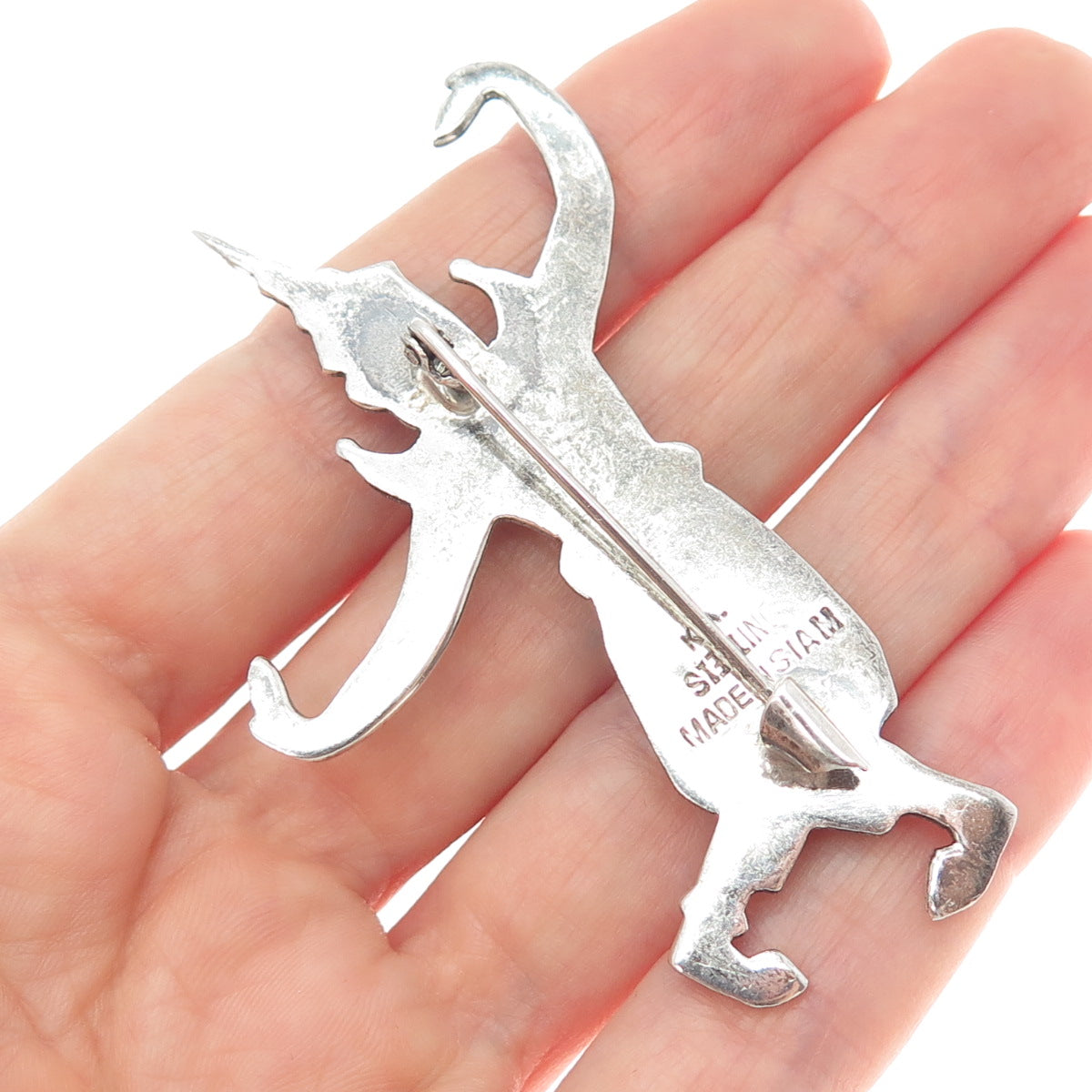 925 Sterling Silver Antique KA Artisan Siam Hindu Goddess Oxidized Pin Brooch