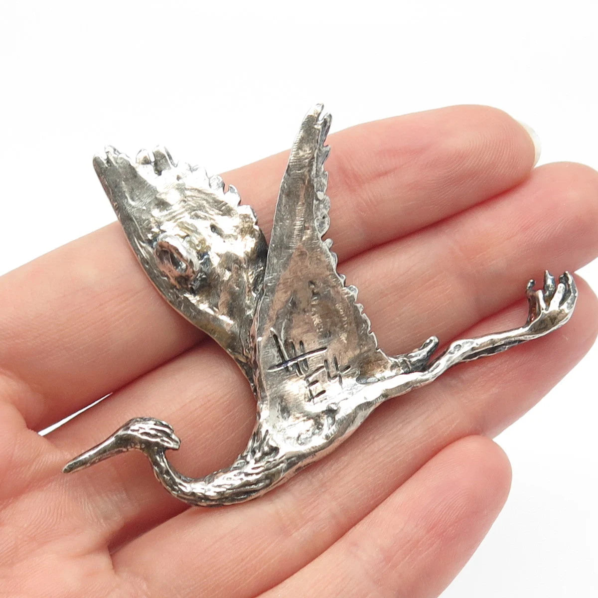 925 Sterling Silver Vintage Flying Bird Slide Pendant