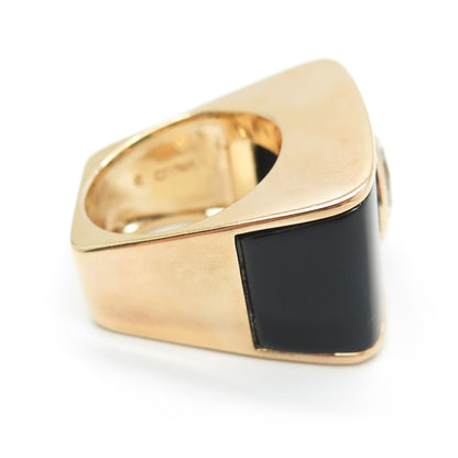 ROSS SIMONS 925 Sterling Silver Gold Plated Black Onyx Round-Cut C Z Ring Size 6