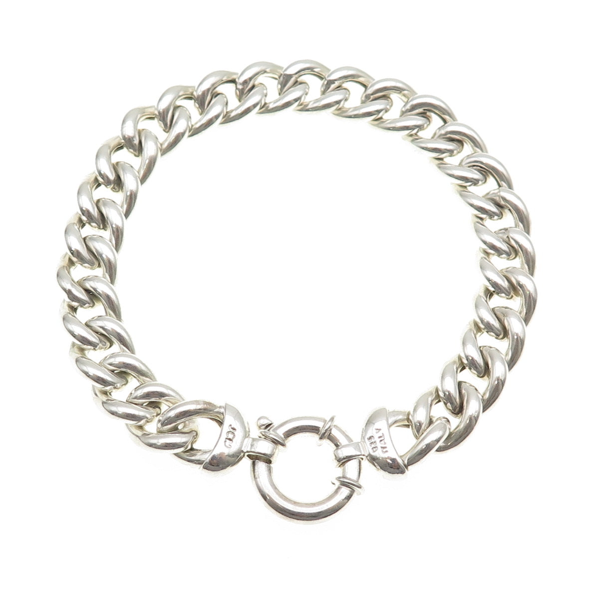 JCM Jacmel Mauritius 925 Sterling Silver Vintage Italy Cuban Link Bracelet 8.25"