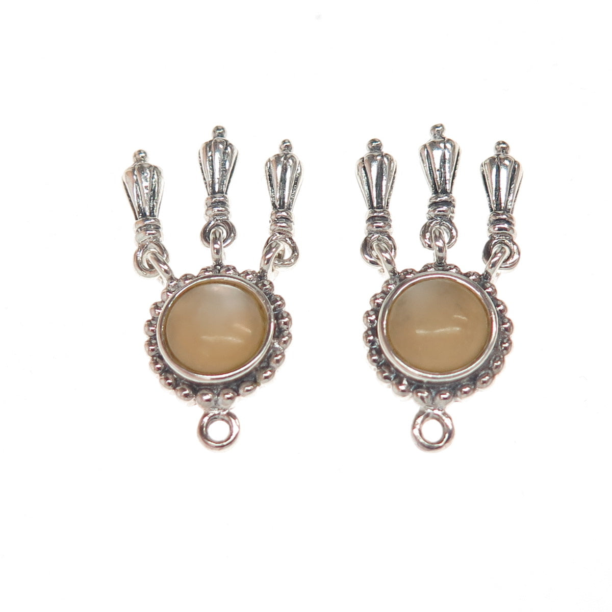 925 Sterling Silver Vintage Real MOP Modernist Dangle Jacket Earrings