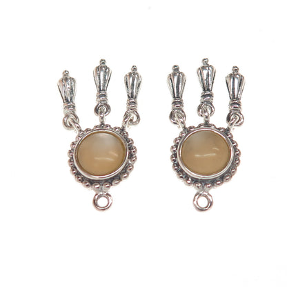 925 Sterling Silver Vintage Real MOP Modernist Dangle Jacket Earrings