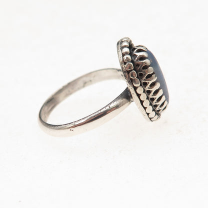 Old Pawn 925 Sterling Silver Vintage Southwestern Black Opal Ring Size 5.25