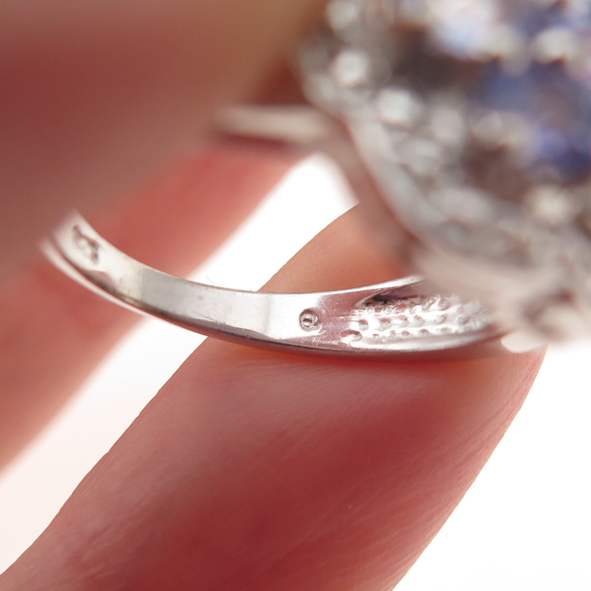 925 Sterling Silver Real Oval-Cut Tanzanite Floral Ring Size 7