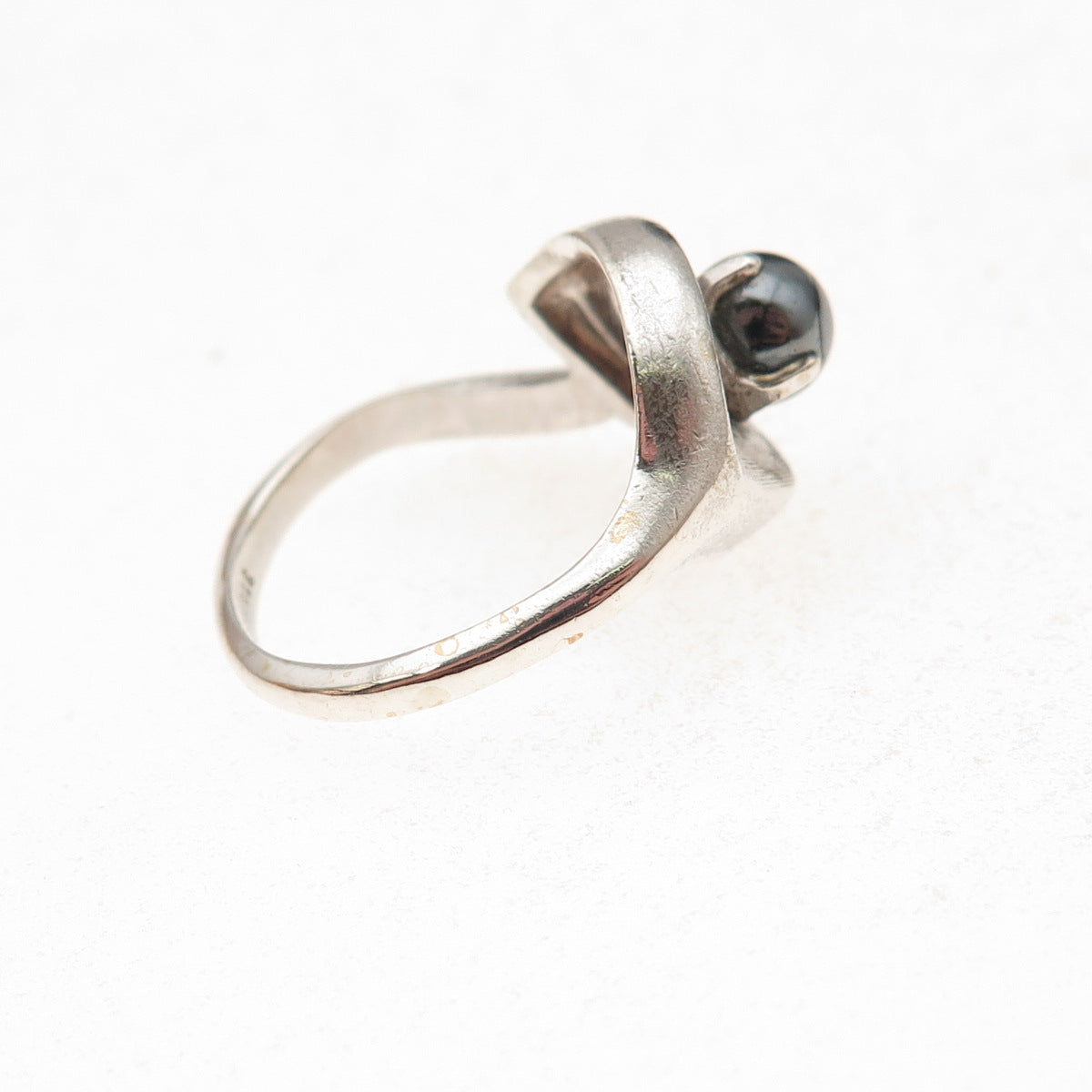 Vargas Sterling Silver Antique Art Deco Real Hematite Oxidized Ring Size 6.75
