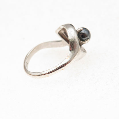 Vargas Sterling Silver Antique Art Deco Real Hematite Oxidized Ring Size 6.75