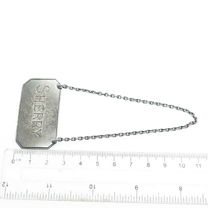 HUKIN & HEATH 925 Sterling Silver Antique Art Deco England "Sherry" Bottle Tag