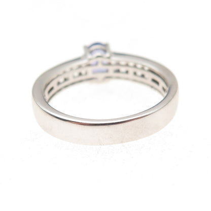 Chuck Clemency 925 Sterling Silver Real Tanzanite & White Topaz Ring Size 8.25