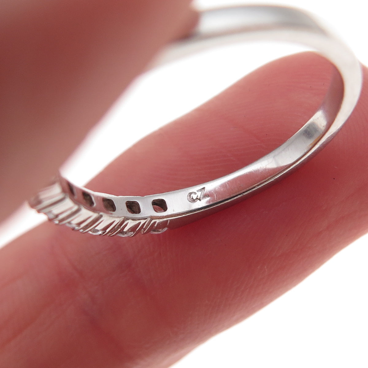925 Sterling Silver Round-Cut C Z Half Eternity Band Ring Size 6.5