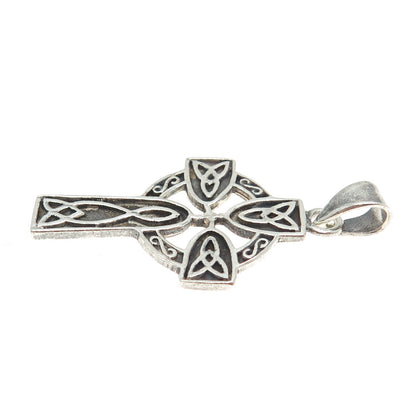 925 Sterling Silver Vintage Celtic Cross Oxidized Pendant