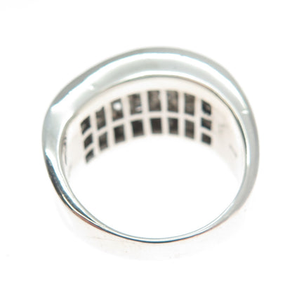 MEDA 925 Sterling Silver Radiant-Cut Shaped C Z Wavy Ring Size 8