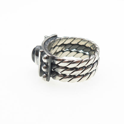 925 Sterling Silver Vintage Real Iolite Modernist Oxidized Ring Size 7.25