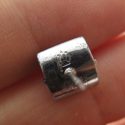 CROWN 925 Sterling Silver Vintage Real Hematite Safety Chain Tie Tack Lapel Pin