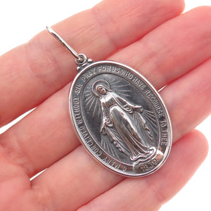 Rand & Paseka 925 Sterling Silver Vintage St. Mary Miraculous Oxidized Pendant