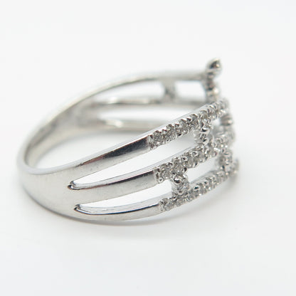 925 Sterling Silver Pave C Z Ring Size 7.25