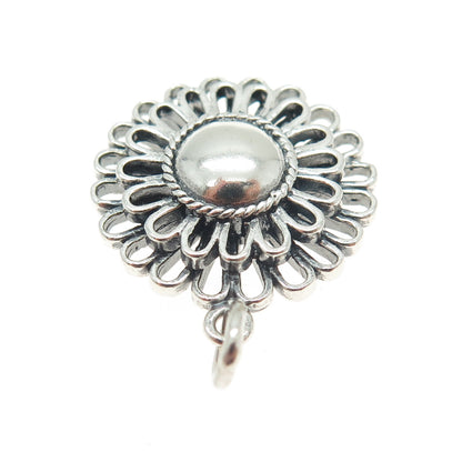 SX Sally C 925 Sterling Silver Vintage Floral Oxidized Pendant