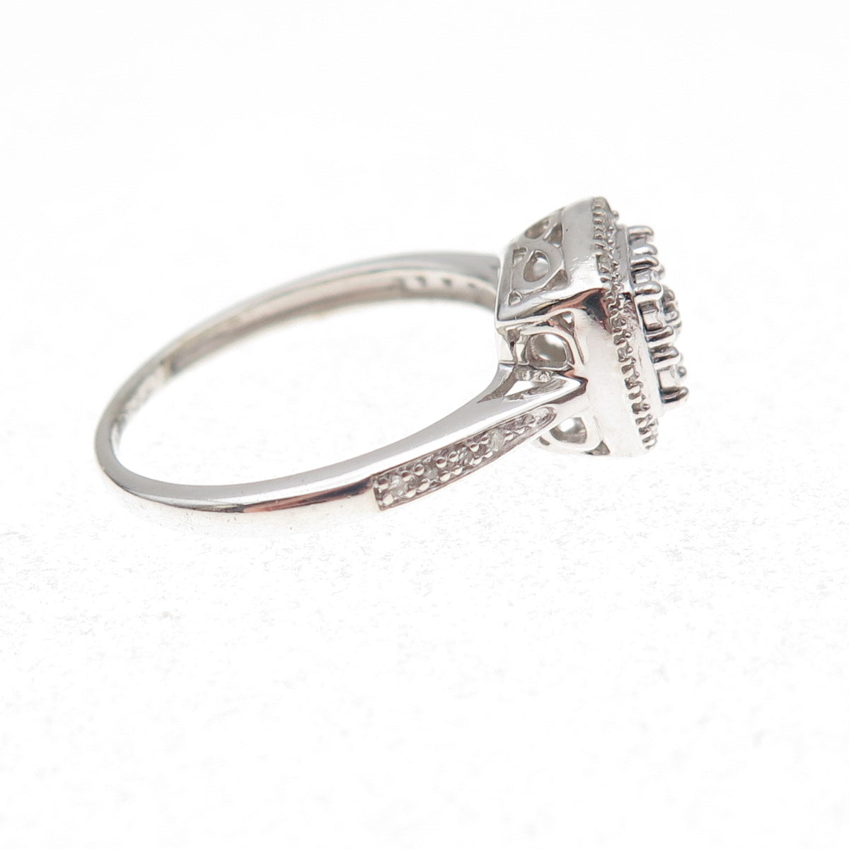 SK9 Allure Gems 925 Sterling Silver Real Diamond Engagement Ring Size 6