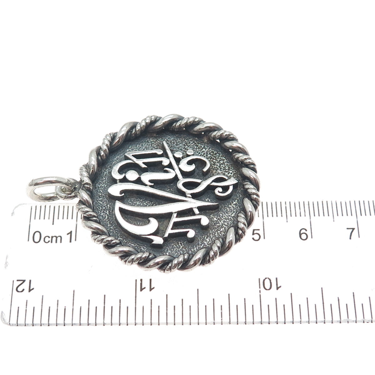 925 Sterling Silver Vintage Music Note Oxidized Charm Pendant