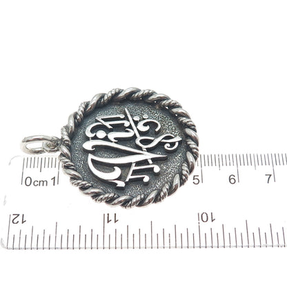 925 Sterling Silver Vintage Music Note Oxidized Charm Pendant