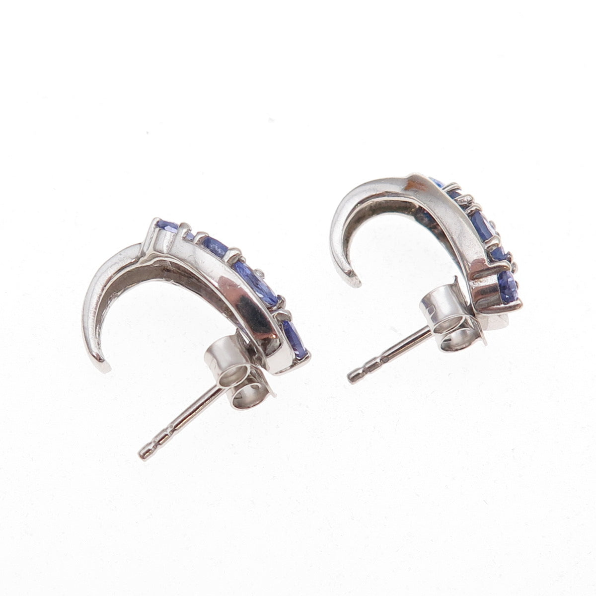 Chuck Clemency 925 Sterling Silver Real Tanzanite Cluster Earrings