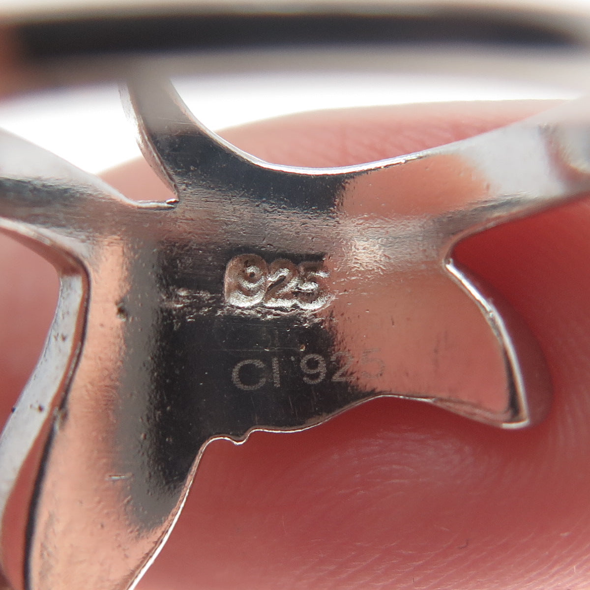 925 Sterling Silver Real Blue Opal Gemstone Whale's Tail Ring Size 6