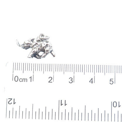 925 Sterling Silver Vintage Elephant Oxidized Minimalist Charm Pendant