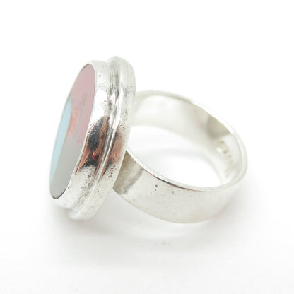 925 Sterling Silver Vintage Murano Glass Modernist Ring Size 6
