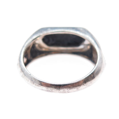 925 Sterling Silver Vintage S&G Real Black Onyx Oxidized Ring Size 10.25