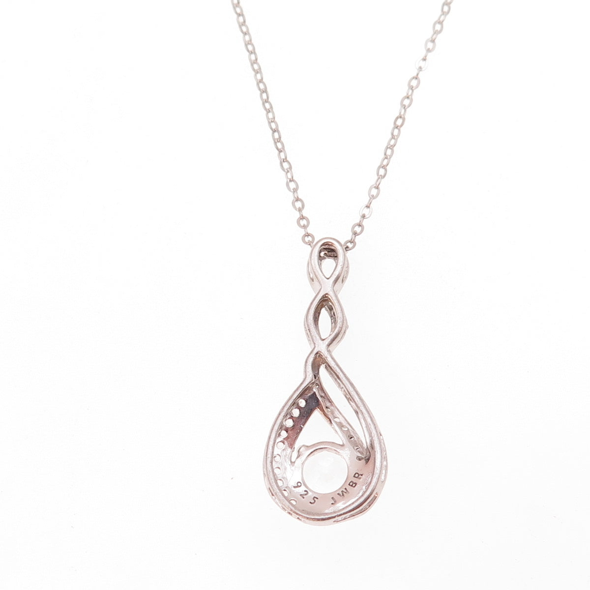 Jane Seymour Sterling Silver Real White Topaz Infinity Cable Chain Necklace 18"