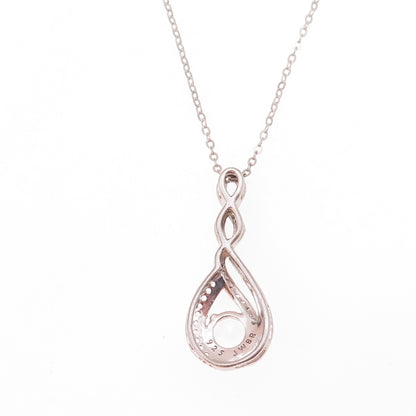 Jane Seymour Sterling Silver Real White Topaz Infinity Cable Chain Necklace 18"