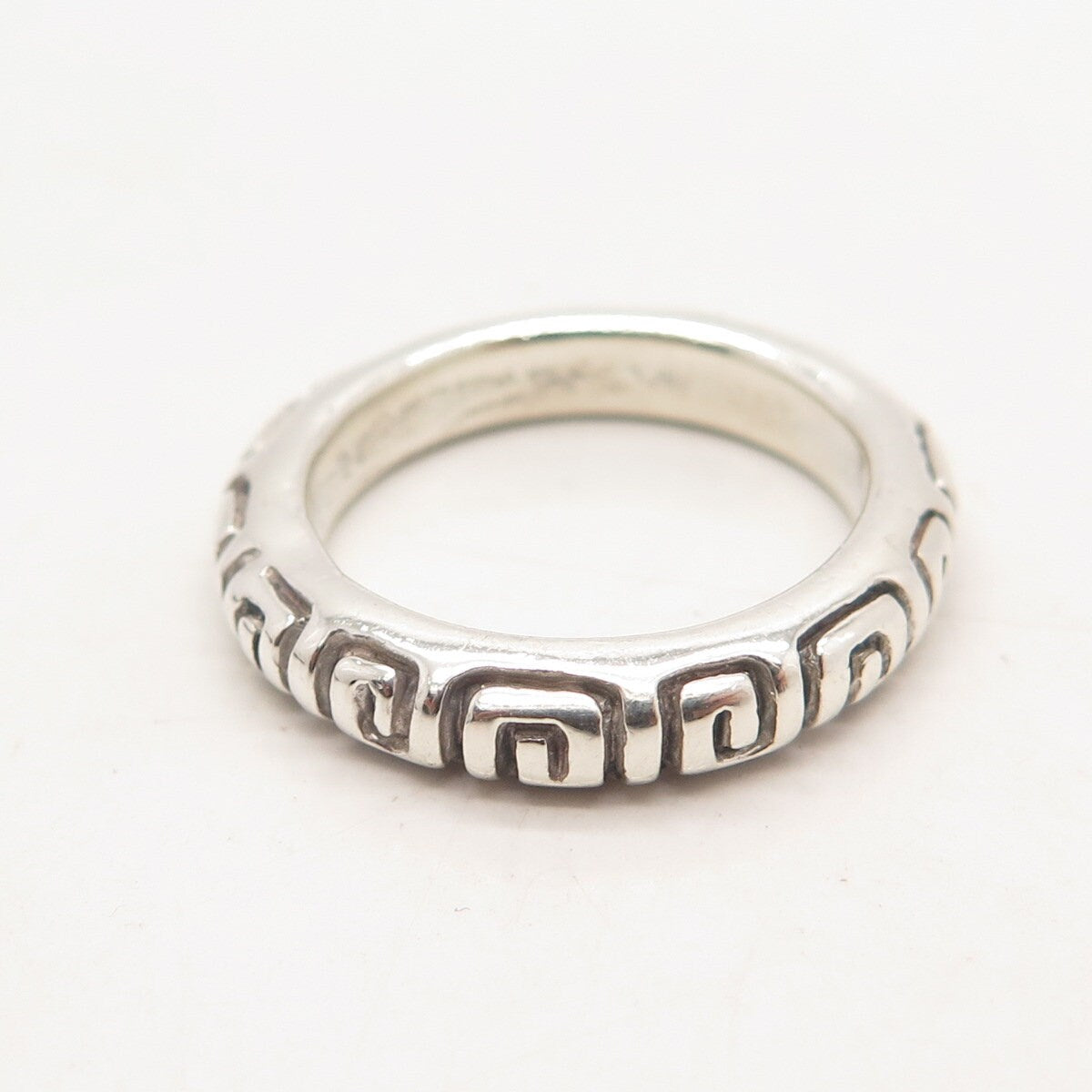 925 Sterling Silver Vintage Mexico Greek Maze Band Ring Size 8.75
