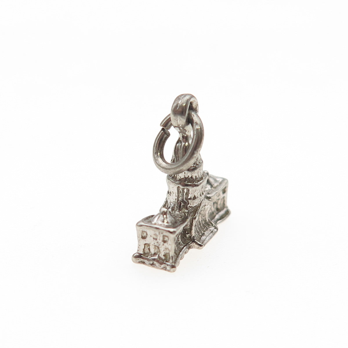 925 Sterling Silver Antique Art Deco US Capitol Building 3D Mini Charm Pendant