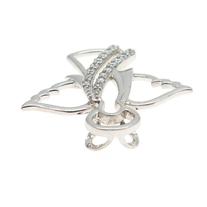 925 Sterling Silver Pave C Z Angel Slide Pendant