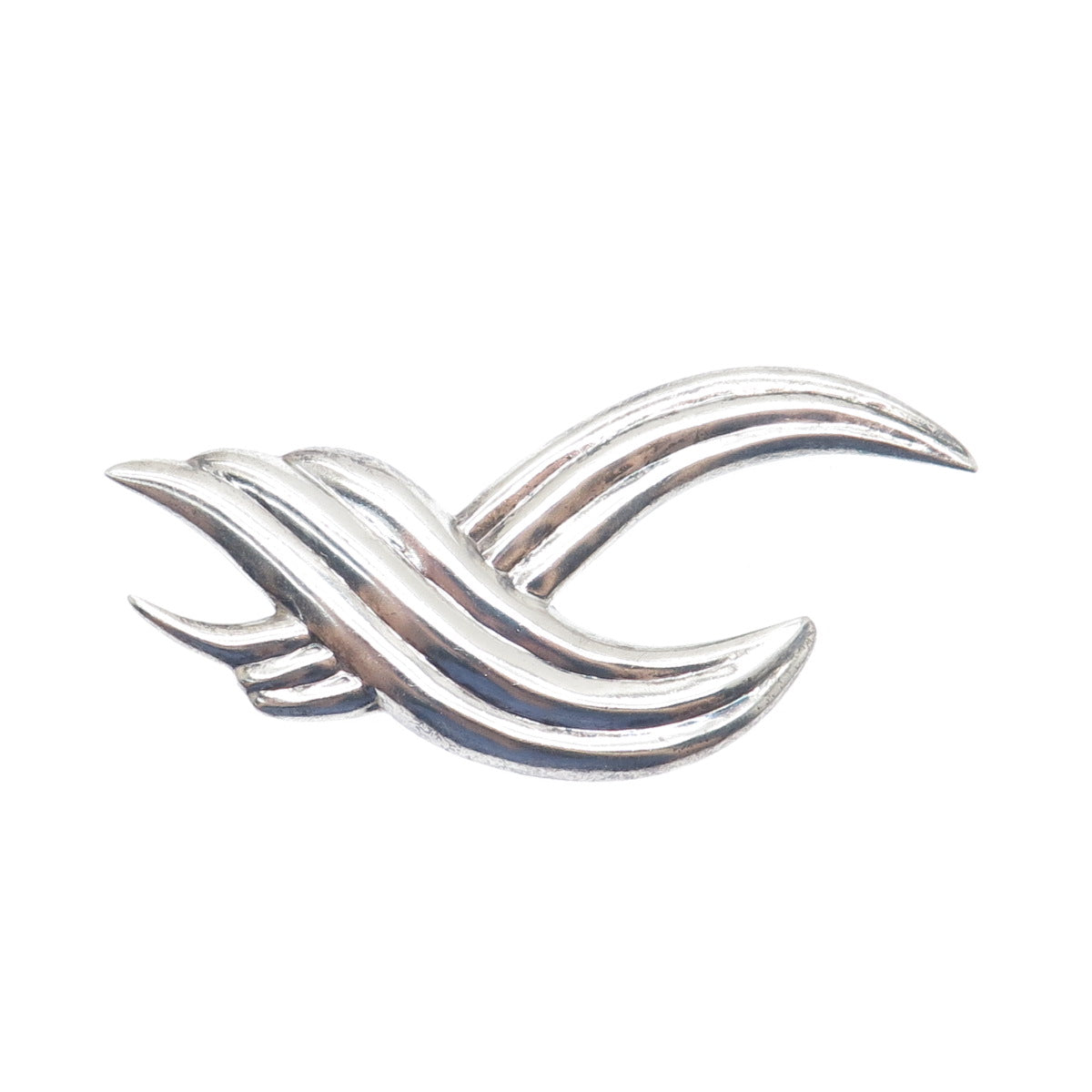 925 Sterling Silver Vintage Modernist Crisscross Oxidized Pin Brooch