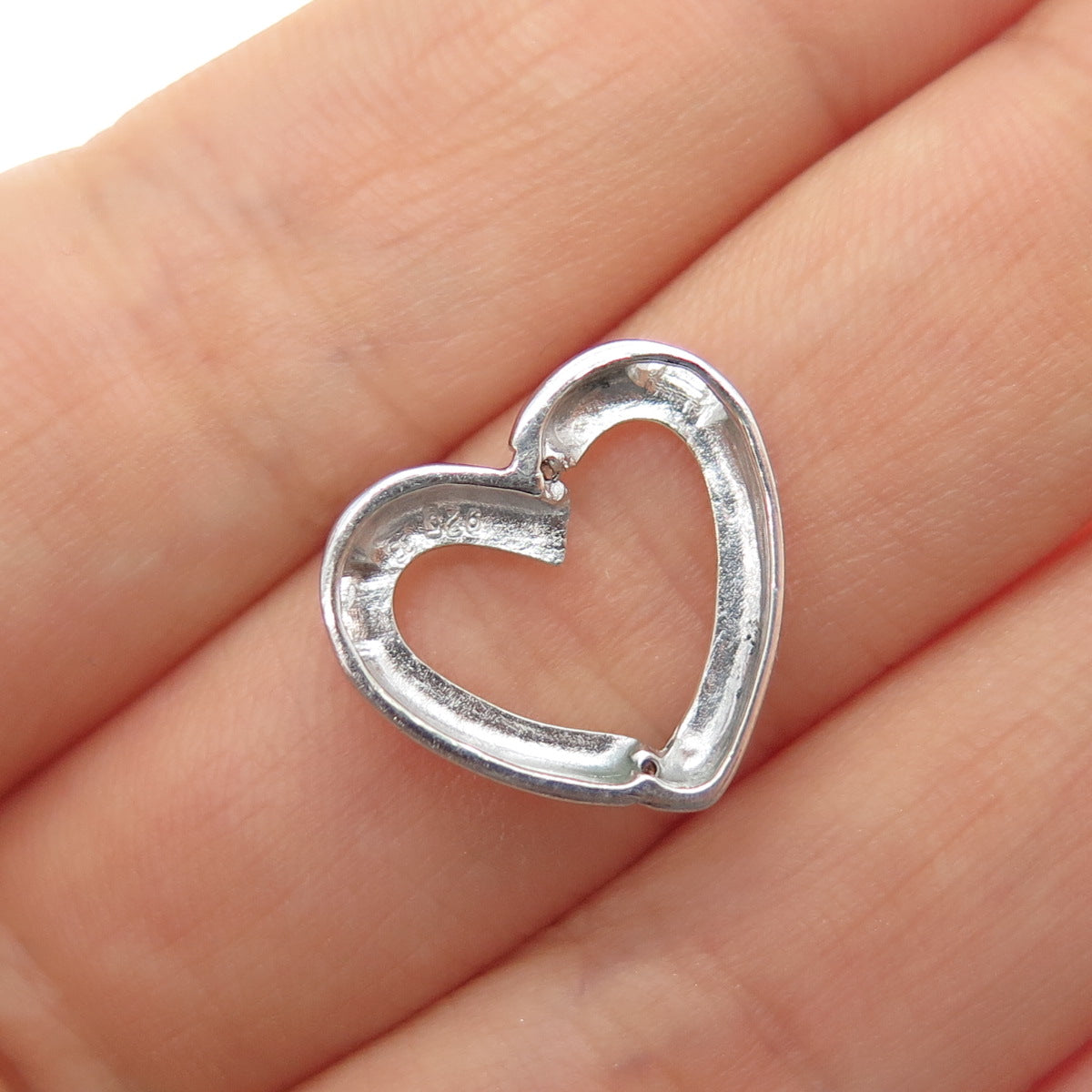 925 Sterling Silver Real Round-Cut Diamond Heart Mini Slide Charm Pendant