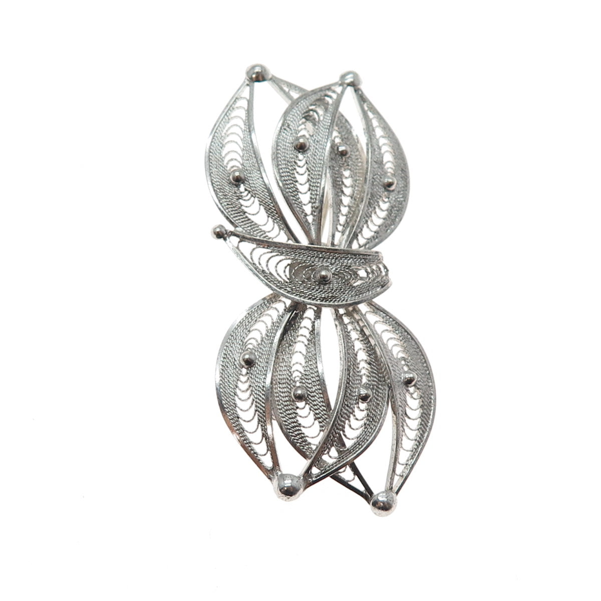 STANCO 925 Sterling Silver Vintage Floral Filigree Pin Brooch