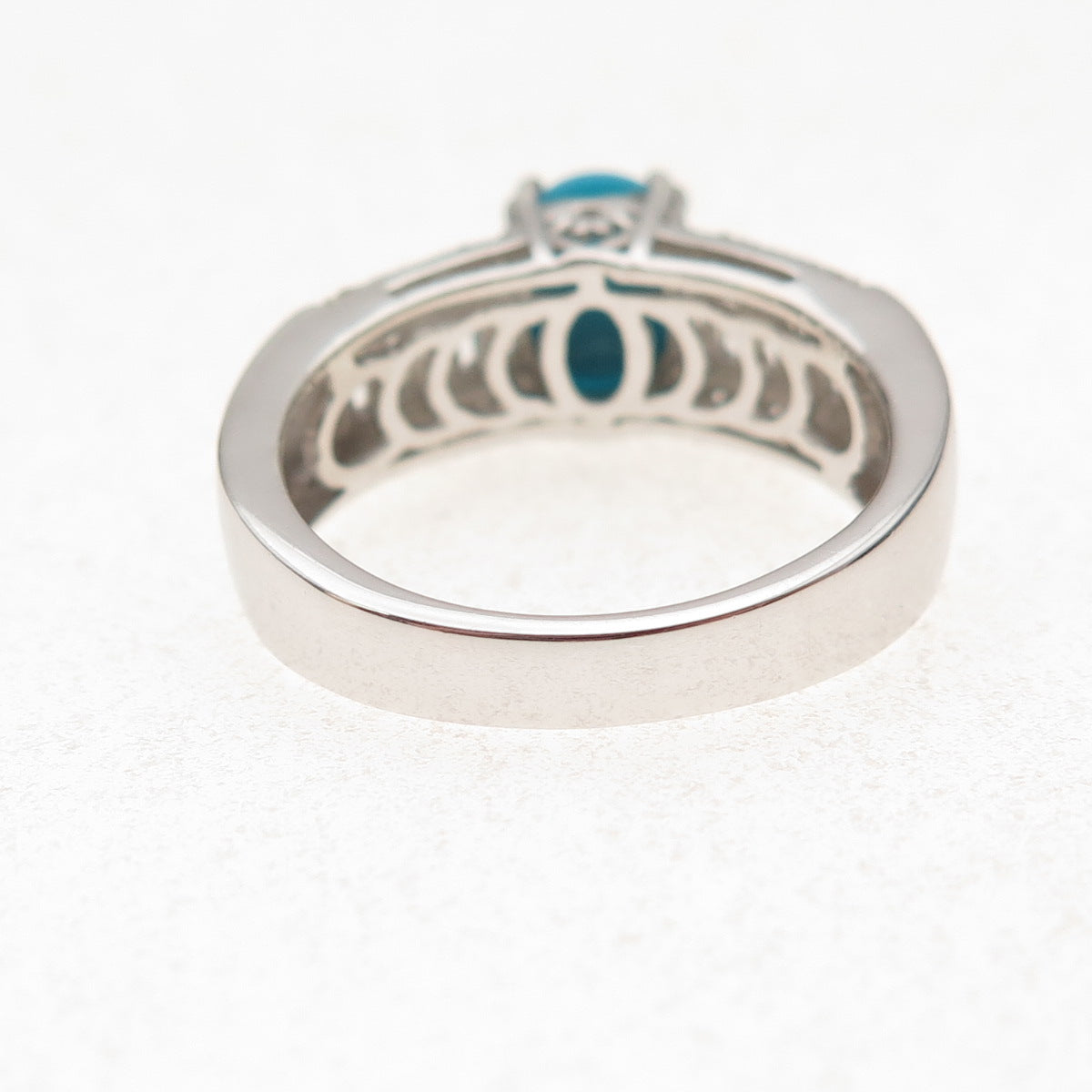Chuck Clemency 925 Sterling Silver Real Turquoise & White Topaz Ring Size 8.25
