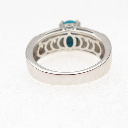 Chuck Clemency 925 Sterling Silver Real Turquoise & White Topaz Ring Size 8.25