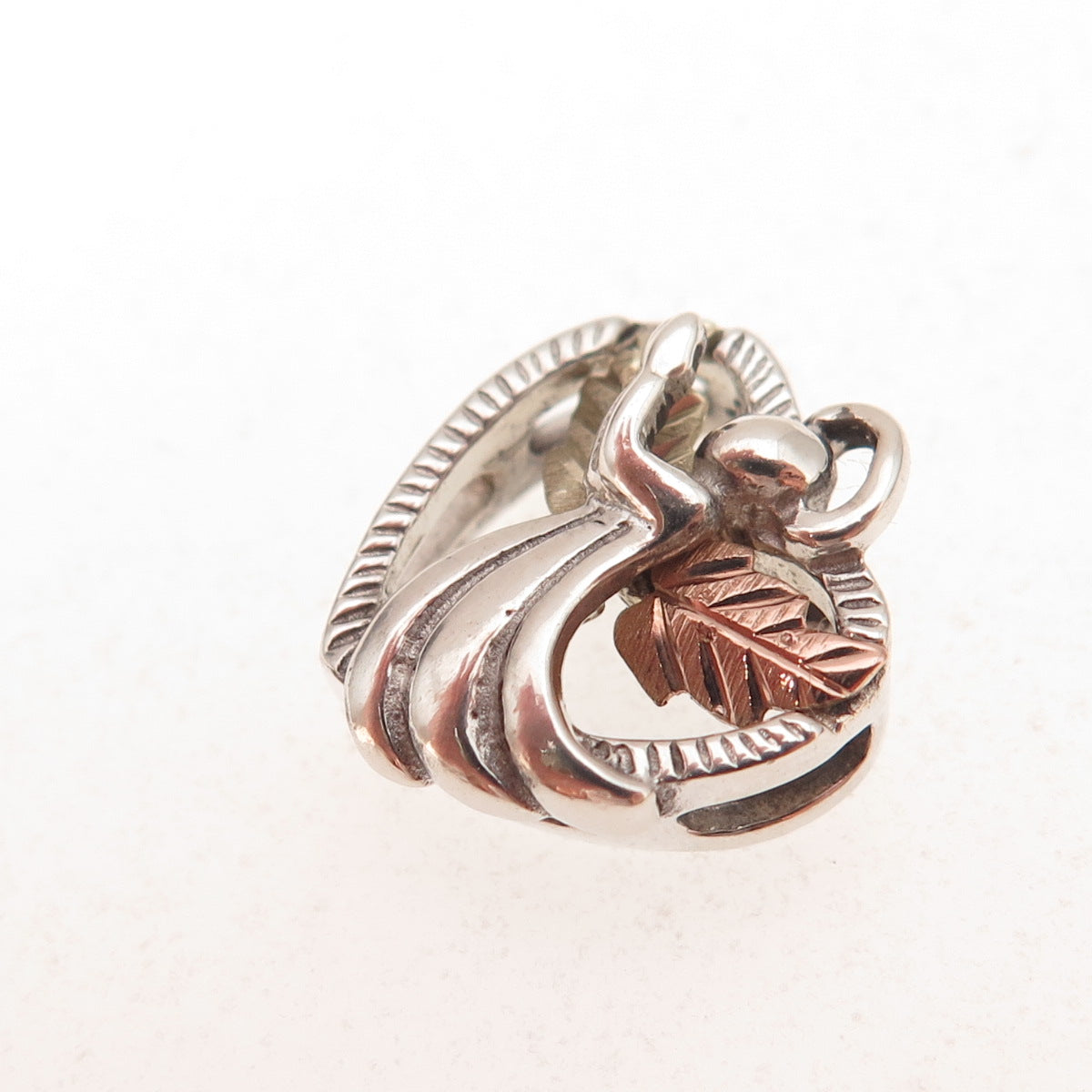 Coleman Co. 925 Sterling Silver 12K Multi-Gold Vintage Angel Heart Charm Pendant