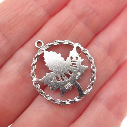 925 Sterling Silver Vintage Montreal Maple Leaf Charm Pendant