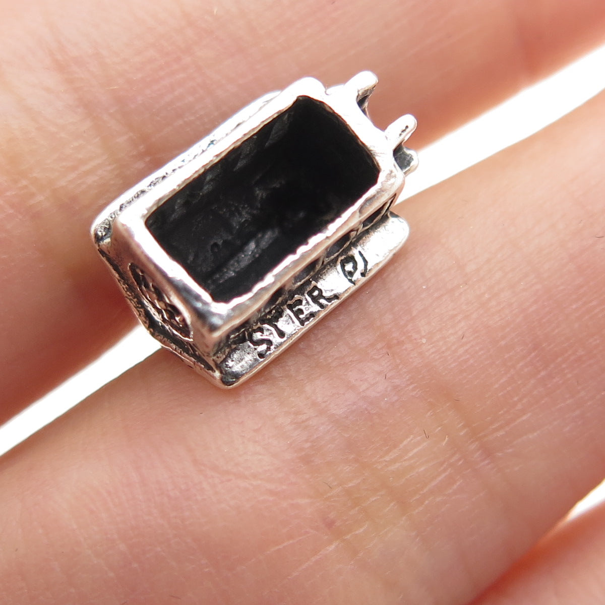 925 Sterling Silver Vintage Old Church Oxidized Minimalist 3D Charm Pendant