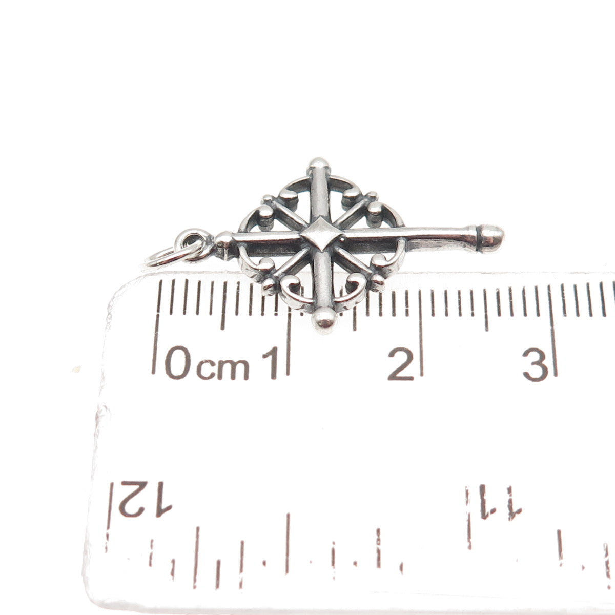 925 Sterling Silver Vintage Snow Cross Oxidized Charm Pendant