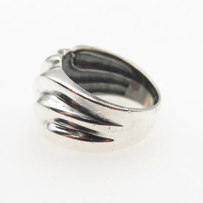 CHAPAL ZENRAY Sterling Silver Vintage Modernist Ribbed Oxidized Ring Size 6.25
