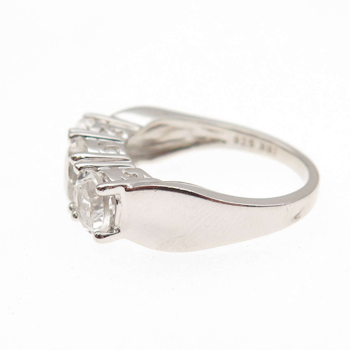 925 Sterling Silver Real Round-Cut White Topaz Engagement Ring Size 9