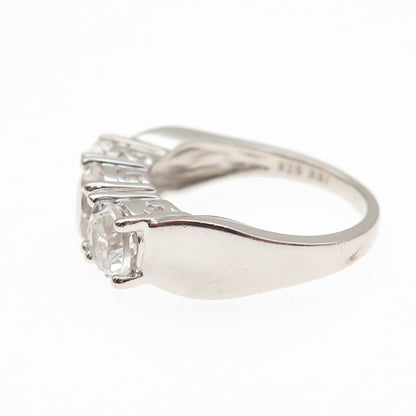 925 Sterling Silver Real Round-Cut White Topaz Engagement Ring Size 9